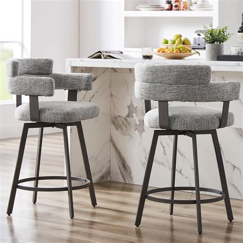 FERFALDER Counter Height Bar Stools with Full Back – Swivel Counter ...