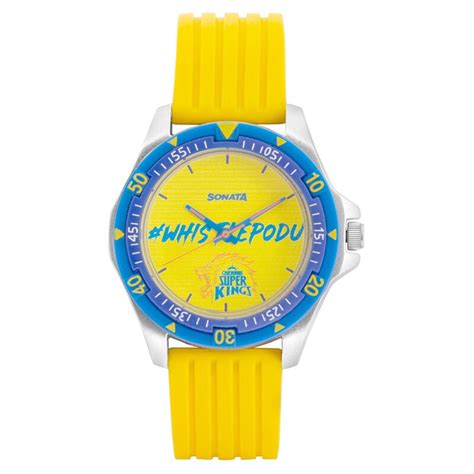 Buy Online Sonata CSK Quartz Analog Yellow Dial TPU Strap Unisex Watch ...