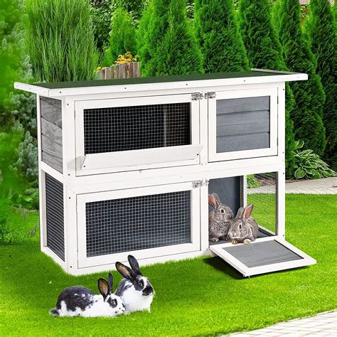 Buy Aoxun 2 Story Rabbit Hutch OutdoorIndoor Bunny Cage, Guinea Pig ...