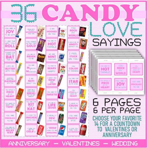 Candy Love Sayings - Valentine's Day Countdown (digital Download) - Etsy