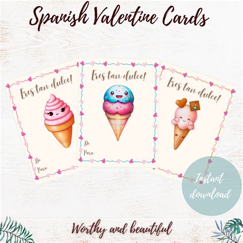 Spanish Valentine Cards for Kids, Printable Bilingual Valentine Cards ...
