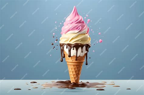 Premium Photo | Ice cream cone dripping on floor