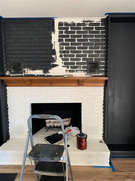 Black Brick Fireplace makeover | The Rural Legend | Paint fireplace ...