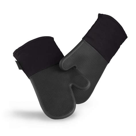 HexClad Silicone Oven Mitt Set, 2-Pack, Heat Resistant to 500ºF, Black ...