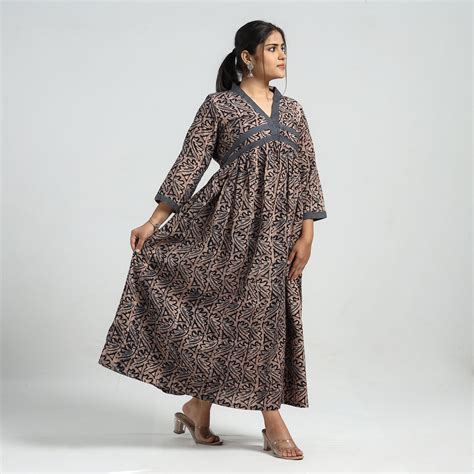 Batik Printed Cotton Flared Dress