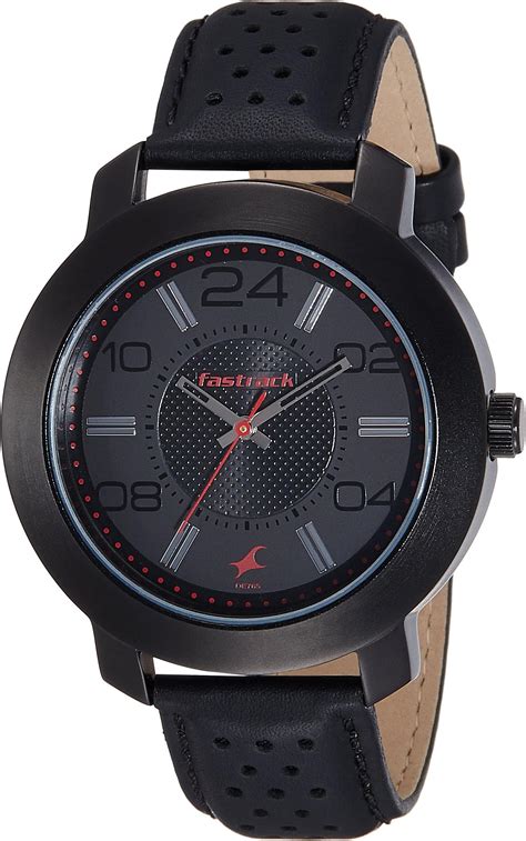 Fastrack Men Leather Bare Basics Analog Grey Dial Watch-3246Nl01 ...