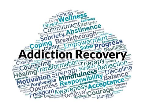 Addiction Recovery Word Cloud. Essential Concepts for Healing and ...