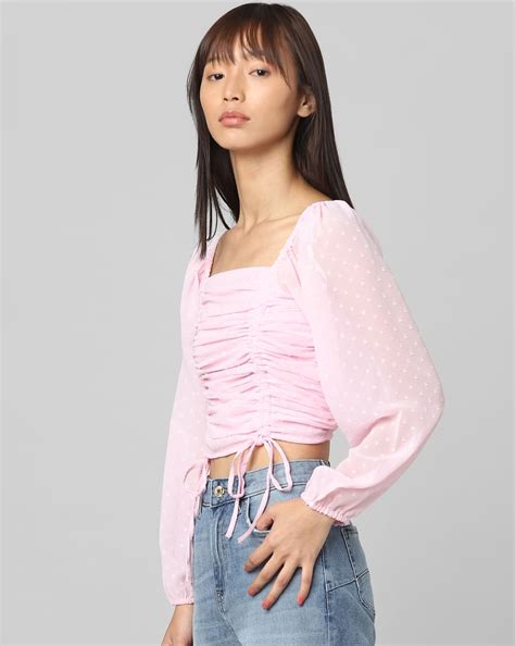 Pink Printed Cropped Top