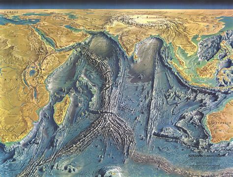 A detailed map of the World ocean floor (1968) - Vivid Maps