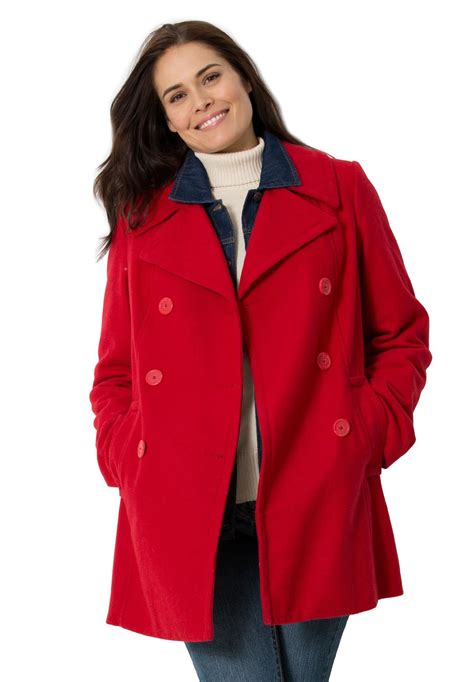 Wool double-breasted peacoat | Peacoat, Plus size outfits, Double ...