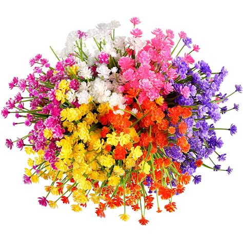 Buy Omldggr 12 Bundles Artificial Flowers Outdoor, Fake Flowers Plastic ...