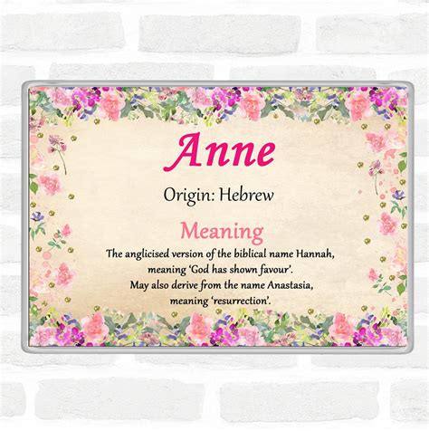 Anne Name Meaning Magnet Floral - Party Animal Print