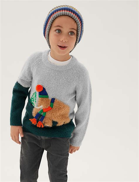 Buy Mammoth Graphic Knitted Jumper (2-7 Yrs) at Marks & Spencer