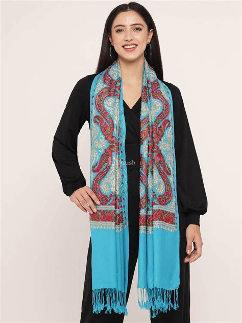 Pashtush Women'S Silk Wool Hand Embroidery Stole, Extra Soft – Pashtush ...