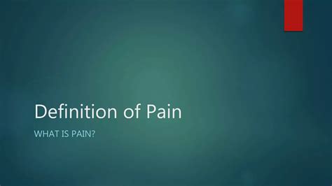 Intro to Acute Pain- Definition of Pain | PPTX
