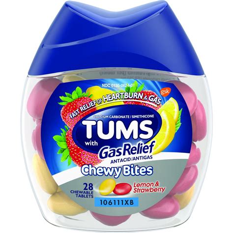 TUMS Chewy Bites Antacid, Acid Chewables for Heartburn + Gas Relief, Stomach Medicine, 28 Chews ...