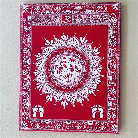 Aipan art from Uttarakhand | Indian wall art, Doodle art designs, Folk art painting