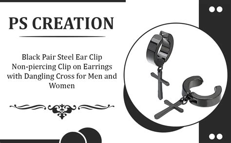 Buy PS CREATION Black Pair Steel Ear Clip Non-piercing Clip on Earrings ...