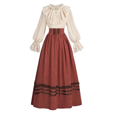 Nuoqi Victorian Dress for Women 1800s Edwardian Costume 2-Piece ...