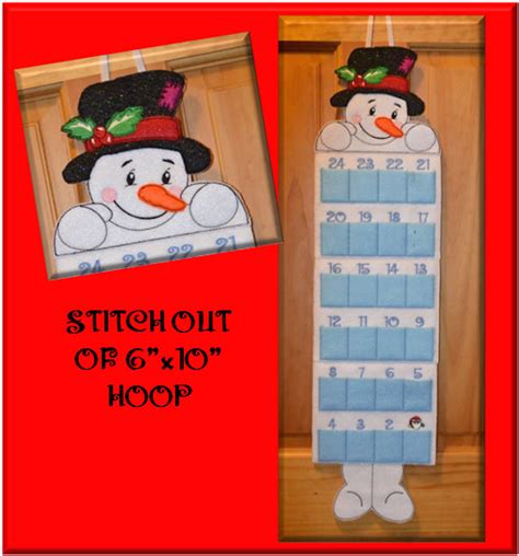 In The Hoop Snowman Advent Calendar Embroidery Machine Design ...