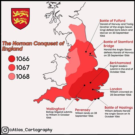 The Norman conquest of England, 11th century. by... - Maps on the Web