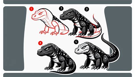 How to draw Komodo Dragon - Trying drawing