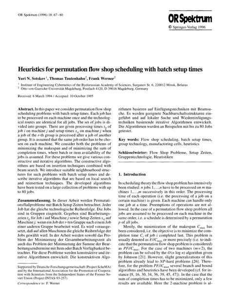 Image result for Permutation Flow Shop Scheduling Example