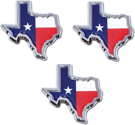 Muzzys (SET OF THREE) TEXAS FLAG IN SHAPE OF TEXAS State Edition Emblem ...
