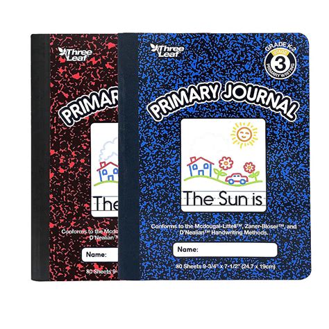 Three Leaf 80 Ct 9 3/4 X 7 1/2 Composition Notebook 700 Gsm Primary ...