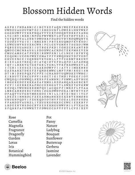 Blossom Hidden Words • Beeloo Printable Crafts and Activities for Kids