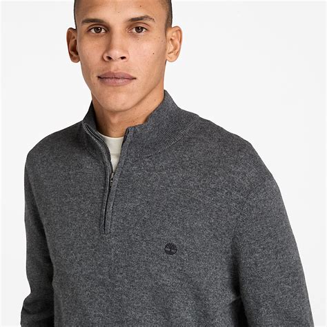Cohas Brook Merino Quarter-Zip Jumper for Men in Grey