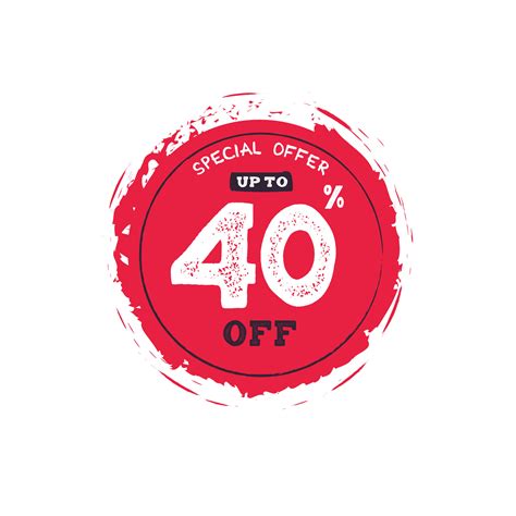 Percent of sale, up to 40 off, isolated sticker, poster design template, discount banner, vector ...