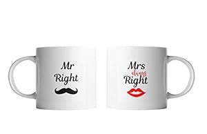 Buy Gen7 Mr and Mrs Always Right Ceramic Couple Combo Tea Set of Mugs ...