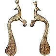 Two Moustaches Peacock Design Brass Door Handle Pair (10 Inches , Brown ...