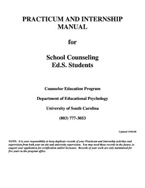 Fillable Online ed sc PRACTICUM AND INTERNSHIP MANUAL for School ...