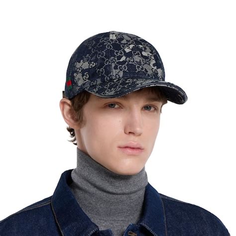 GG denim baseball hat with Web in dark blue | GUCCI® NL
