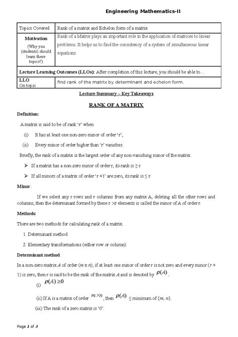 Image result for Rank of Matrix Normal Form 4 4 Engineering