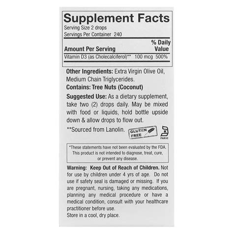 Nature's Answer, Vitamin D-3 Drops, In Extra Virgin Olive Oil, 100 mcg ...