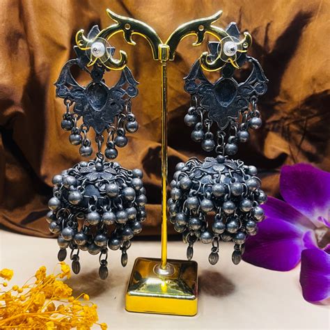 Dual Toned Oxidized Jhumkas – Arzzbyfarha