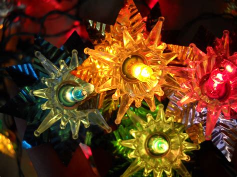 Vintage Multi-Colored Christmas Tree Star Lights with Foil Star ...