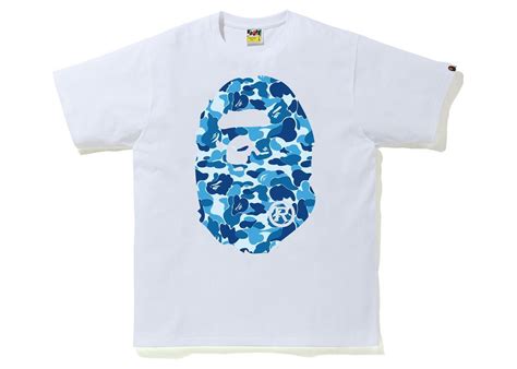 Men's BAPE ABC Camo Big Ape Tee Shirt in White/Blue | Bape shirt, Bape ...