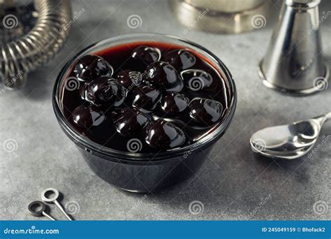 Organic Boozy Dark Maraschino Cherries Stock Image - Image of juicy ...
