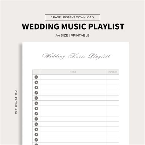 Wedding Music Playlist Printable, Wedding Song List, Marriage Ceremony ...
