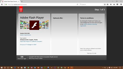 Download and install Adobe flash player on Windows 10