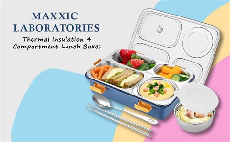 Buy MaxxIc Laboratories Thermal Insulation 4 Compartment Lunch Boxes ...