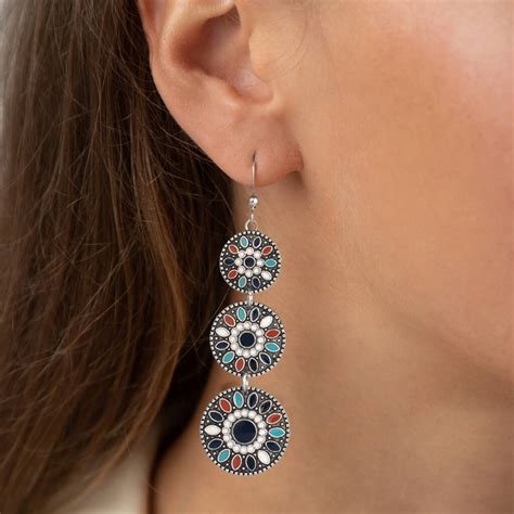 Premium | Blue - Black Boho Ethnic Drop Earrings - Zuzu's Trove
