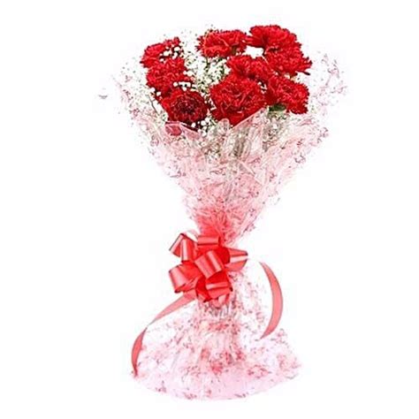 Buy blooms & bouquets Flower Bouquet - 12 Red Carnations 1 pc Online at ...