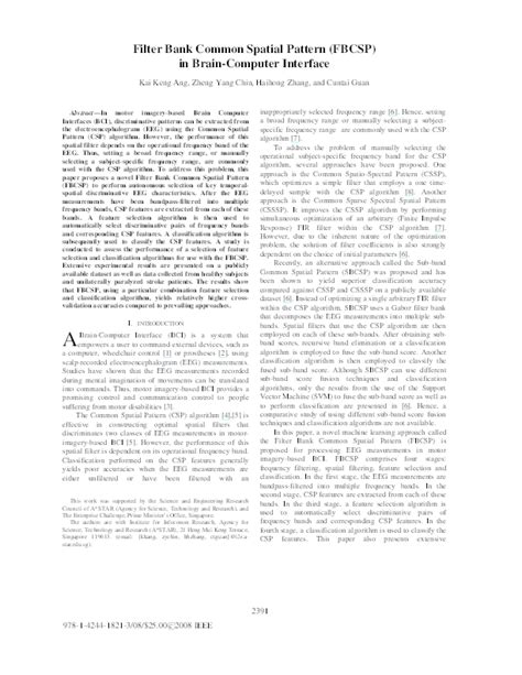 Image result for Filter Bank Common Spatial Pattern