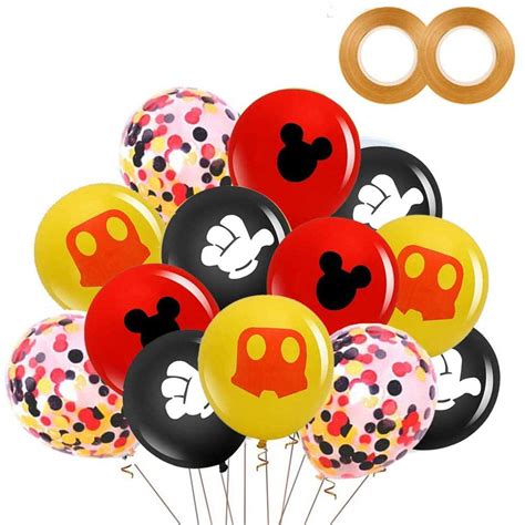 Buy 42 Pack Mickey Mouse Balloons,12 Inch Latex Balloons Red Black ...