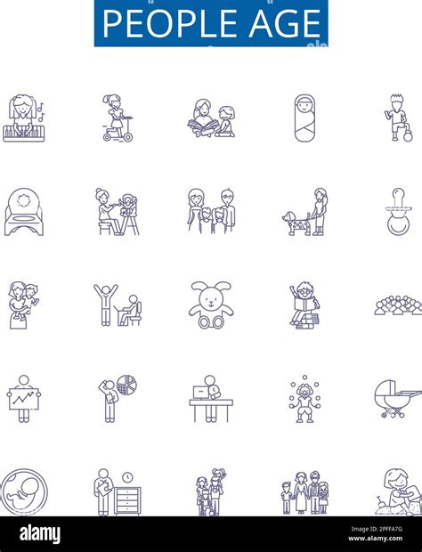 People age line icons signs set. Design collection of Aging, Maturation ...